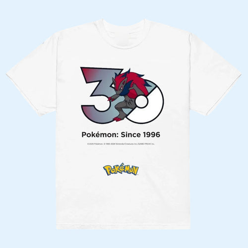 Pokemon Merch 2026 Zoroark Pokemon 30th Anniversary Logo T-Shirt Since 1996 Shirt White Gifts