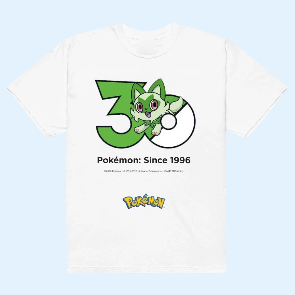 Pokemon Merch 2026 Sprigatito Shirt Pokemon Since 1996 Logo Tee Pokemon 30th Anniversary Merch