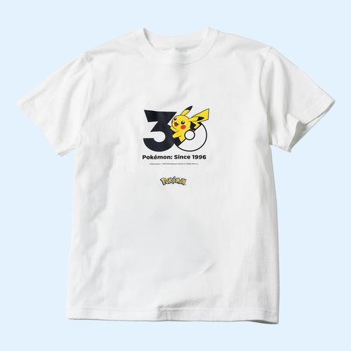 Pokemon Merch 2026 Pikachu Pokemon 30th Anniversary Logo T-Shirt Since 1996 Tee White