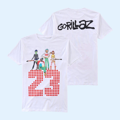 Gorillaz Merch 2026 Gorillaz 23 Group T-Shirt White Presents For Music Lovers