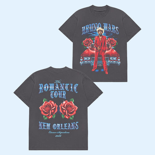 Bruno Mars Merch 2026 New Orleans The Romantic Tour Vintage T-Shirt Present For Music Lovers