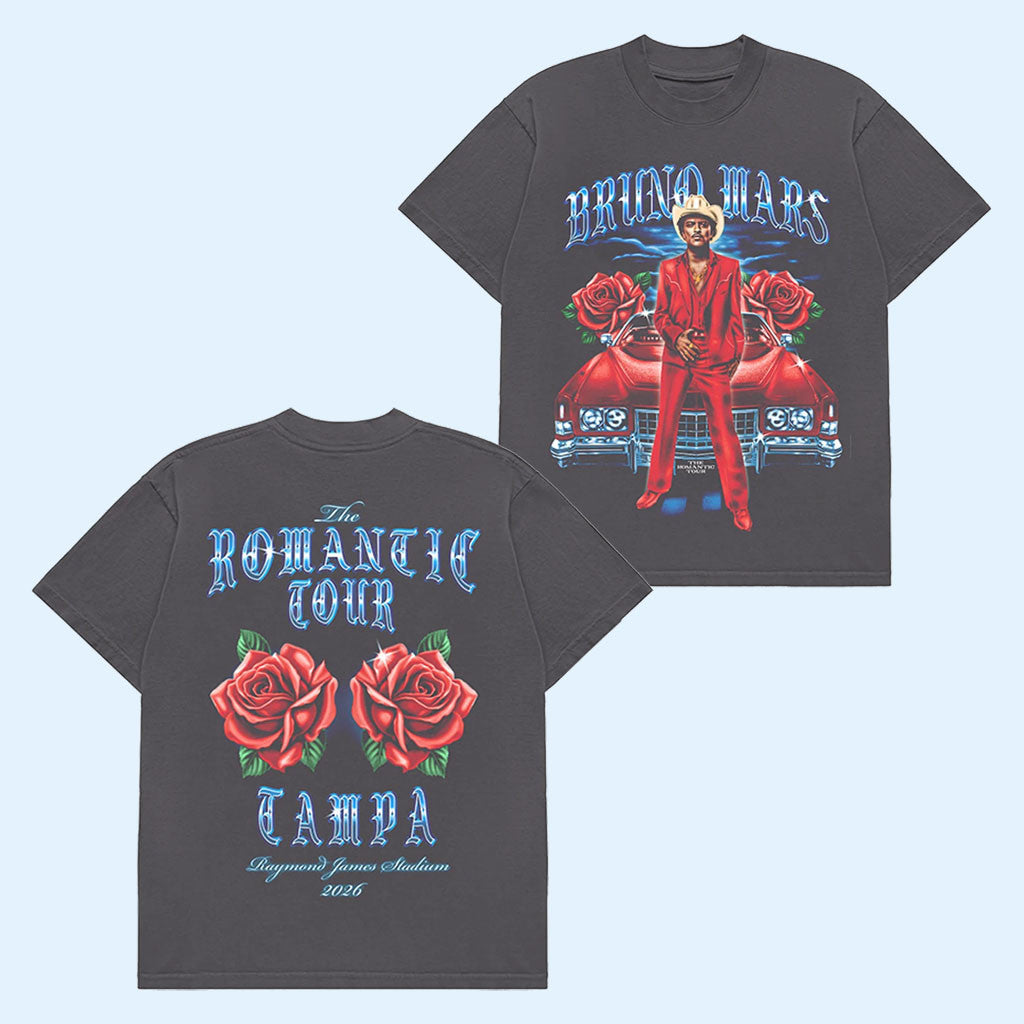 Bruno Mars Merch 2026 Tampa The Romantic Tour Vintage T-Shirt Gift Ideas For Music Lovers