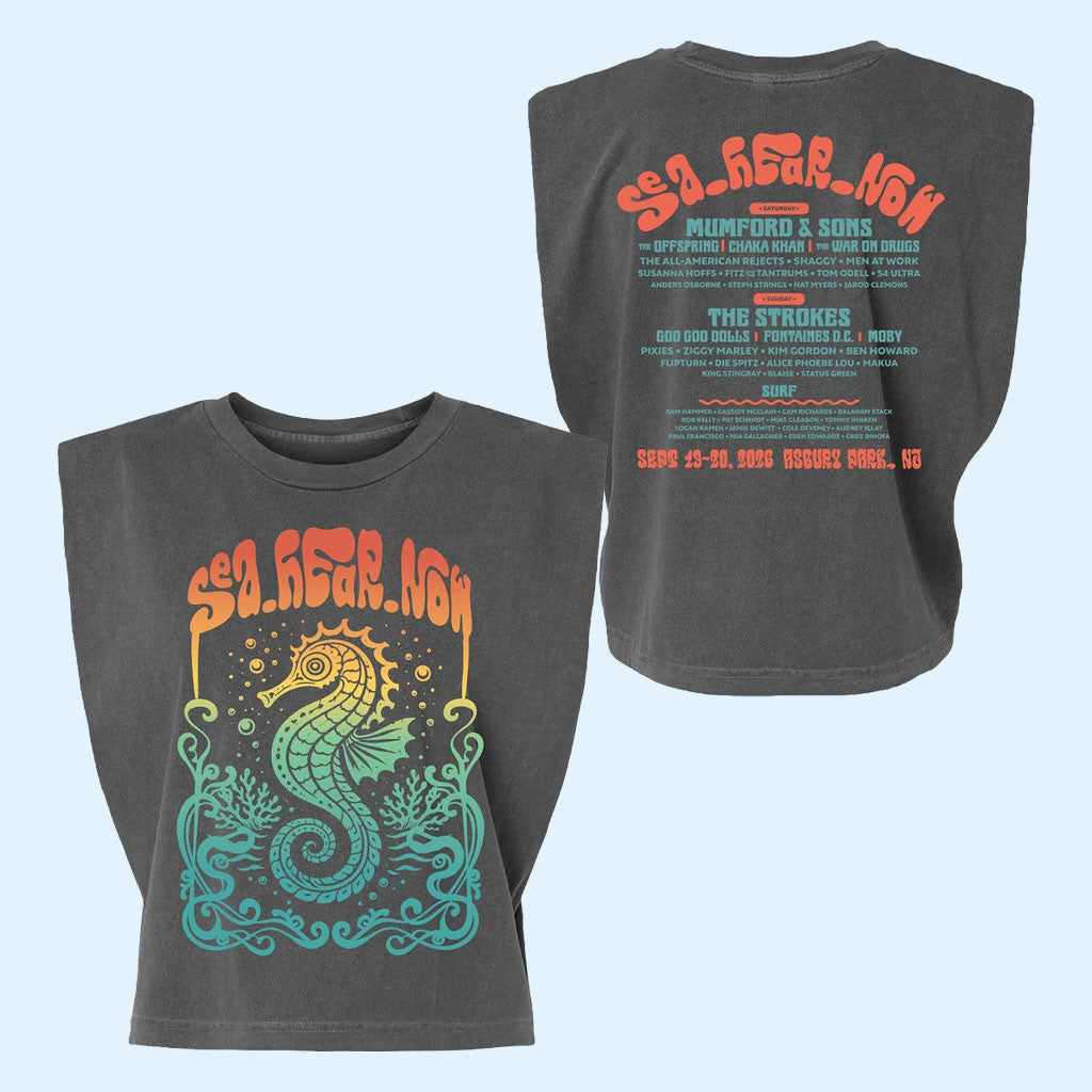 Sea Hear Now Festival Merch 2026 Seahorse Lineup Crop Tank Top Music Lover Gift For Her