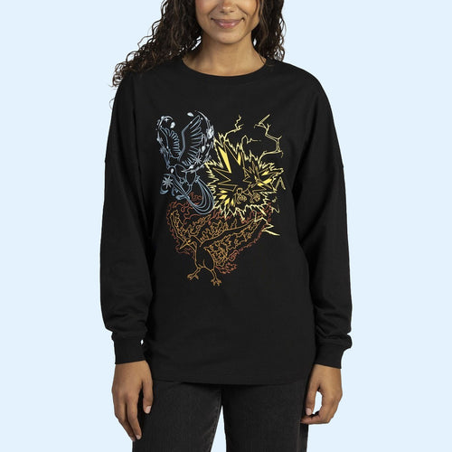 Pokemon Merch 2026 Articuno Zapdos And Moltres Long Sleeve Shirt Pokemon 30Th Anniversary Merch