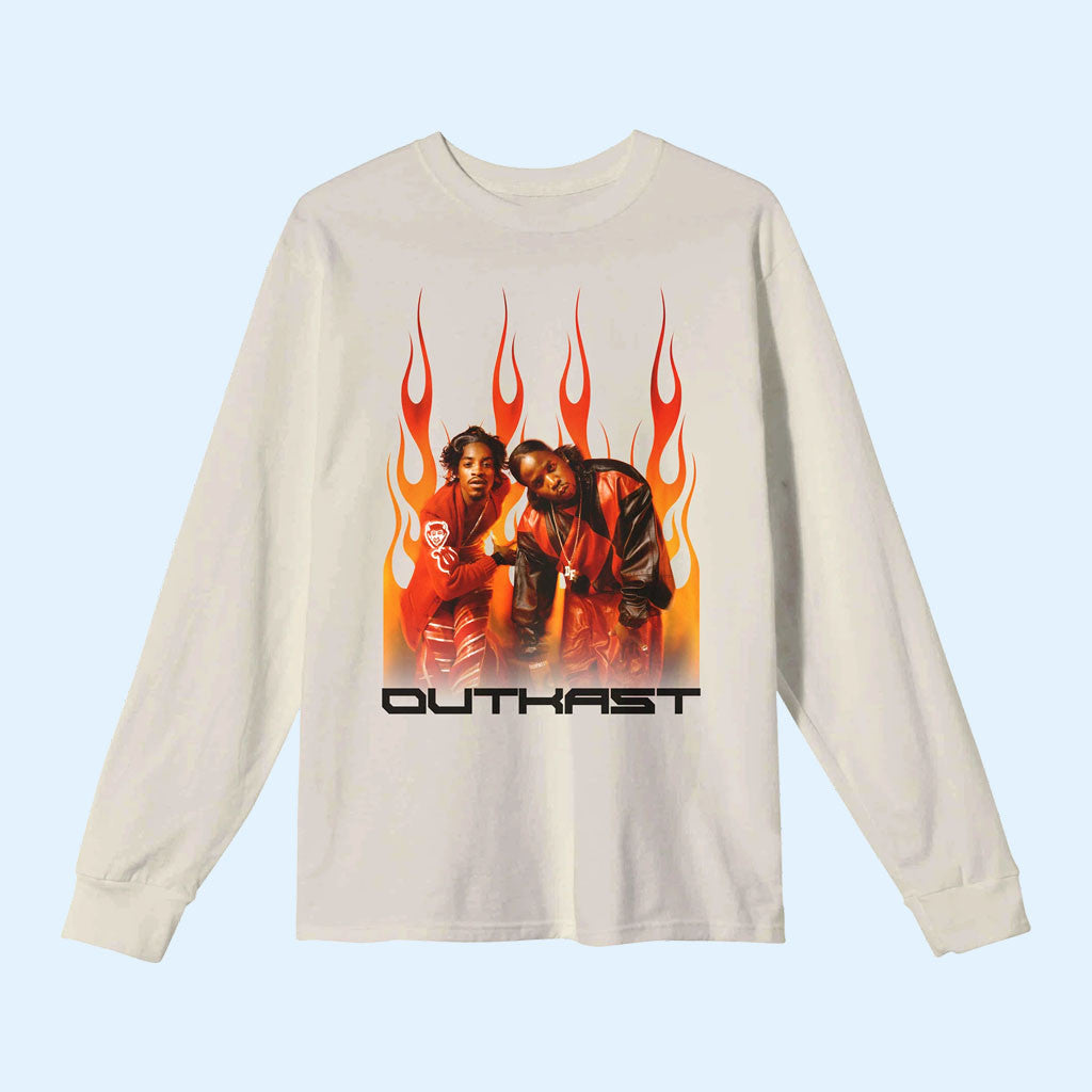 Outkast Merch 2026 Outkast Flames Long Sleeve Shirt Presents For Hip Hop Lovers
