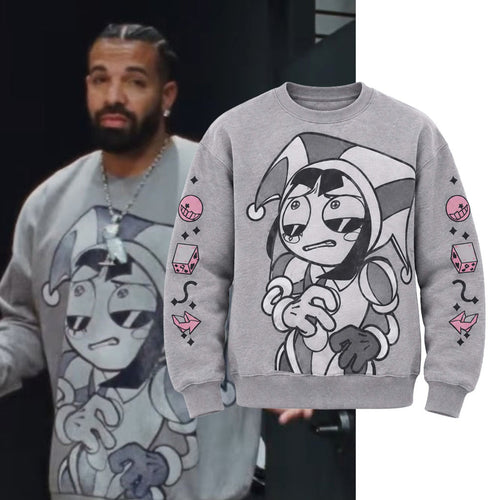 Drake Wearing Pomni The Amazing Digital Circus Symbols Sweatshirt Drake Merch 2026 Besties Gift