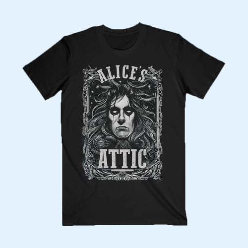 Alice Cooper Merch 2026 Alice's Attic T-Shirt Black Presents For Music Lovers