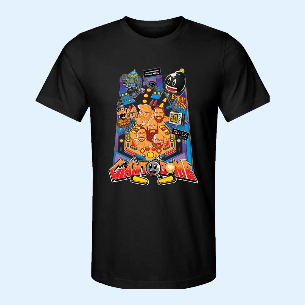 Giant Bomb Merch 2026 Giant Bomb Pinball T-Shirt Black Unique Gift For Friends