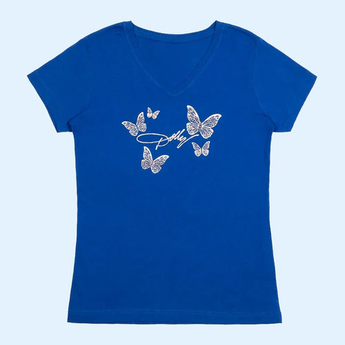 Dolly Parton Merch 2026 Butterfly V-Neck T-Shirt Dolly Parton Memorial Gifts