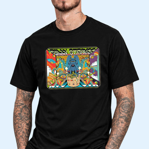 Billy Strings Merch 2026 Denver CO Event Poster Night 2 T-Shirt Art By Pedro Correa Tee Black
