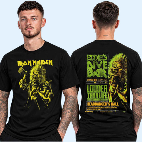 Iron Maiden Louder Than Life 2026 Eddie Dive Bar Charged With Trooper T-Shirt Iron Maiden Merch