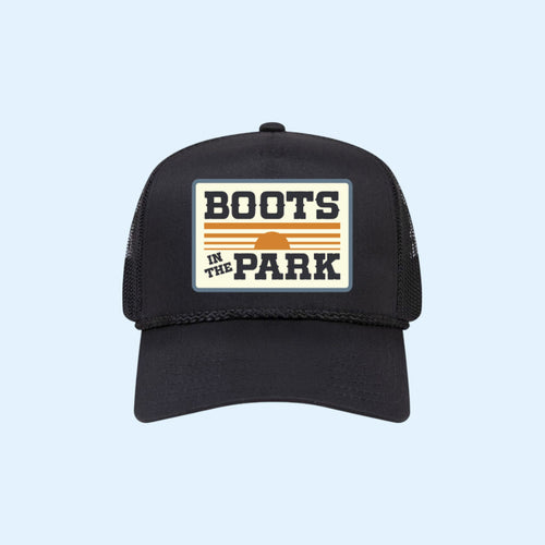 Boots In The Park Festival Merch 2026 Black Sunset Trucker Hat Best Gift For Music Lovers