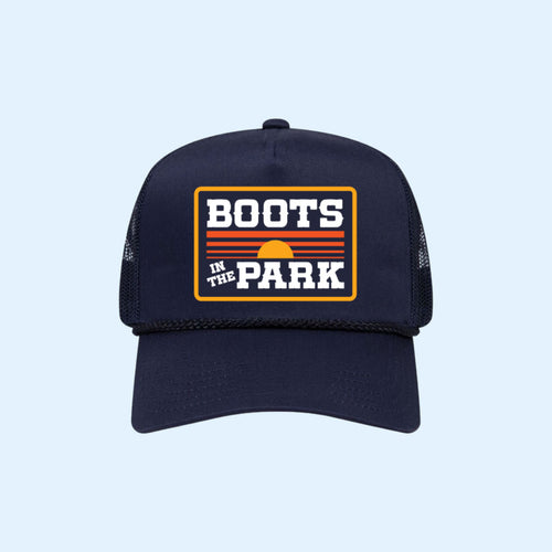 Boots In The Park Festival Merch 2026 Navy Sunset Trucker Hat Gift For Music Lovers
