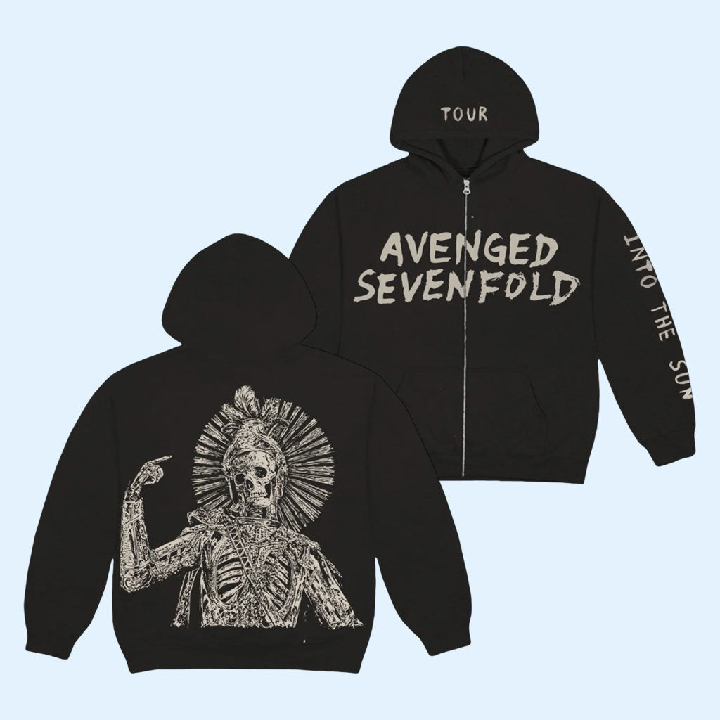A7X World Merch 2026 Sun God Avenged Sevenfold Tour Zip Hoodie Present For Band Fans