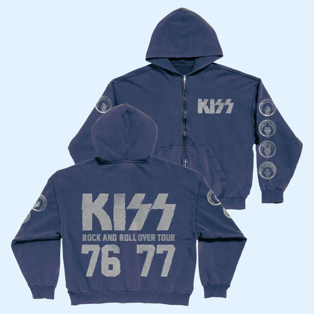 KISS Merch Rock And Roll Over 50Th Anniversary 2026 Rock And Roll Over Tour Zip Hoodie Gifts