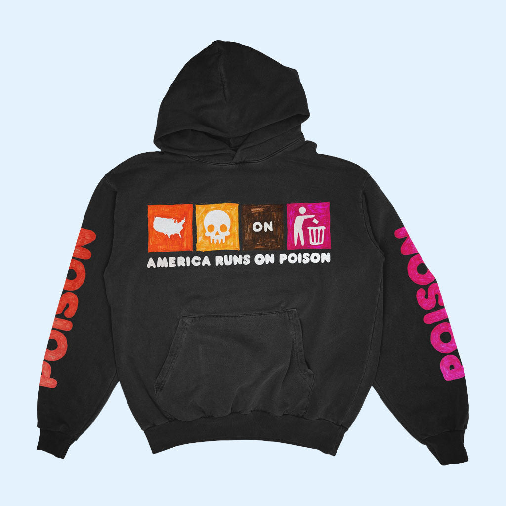 Asspizza Merch 2026 America Runs On Poison Hoodie Dunkin' Parody Hoodie Birthday Present