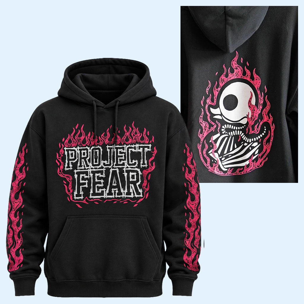 Project Fear Merch 2026 Pink Flame Skeleton Hoodie Project Fear Hoodie Gifts For Paranormal Fan