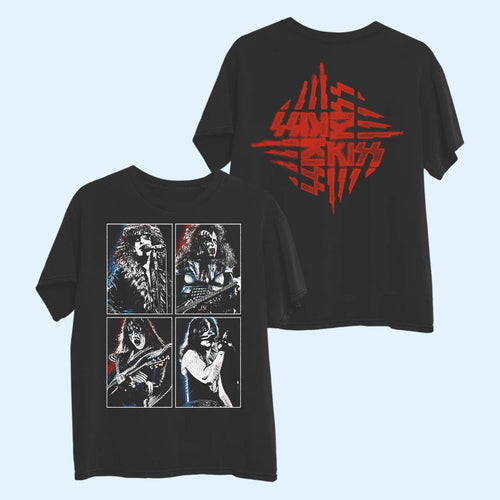KISS Merch Rock And Roll Over 50Th Anniversary 2026 Grid T-Shirt Gift For Rock Band Fans