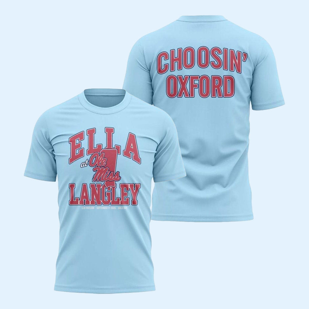 Ella Langley Merch 2026 Choosin' Oxford T-Shirt Ole Miss Rebels x Ella Langley Merch Fan Gifts