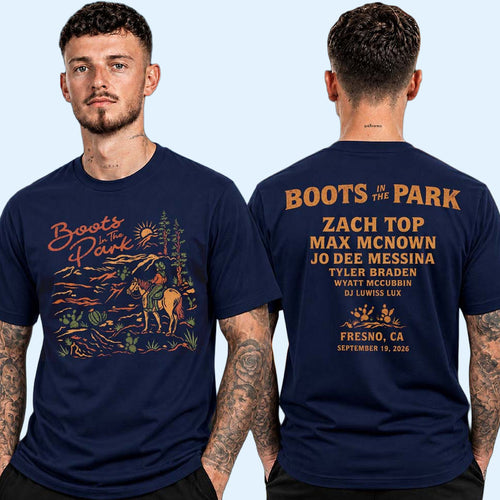 Boots In The Park Festival Merch 2026 Line Up T-Shirt At The Woodward Park In Fresno CA Tee
