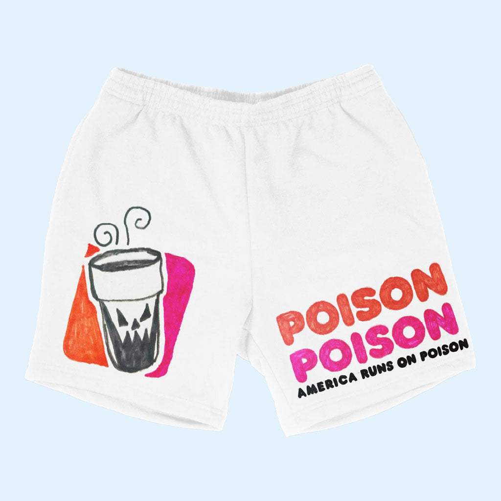 Asspizza Merch 2026 Poison Poison Shorts America Runs Of Poison Dunkin' Parody Clothing