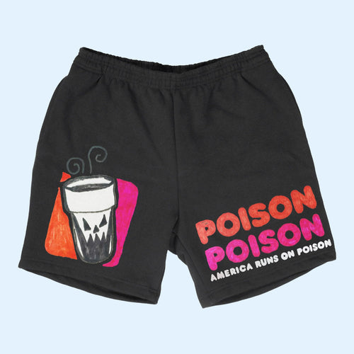 Asspizza Merch 2026 Poison Poison Shorts America Runs Of Poison Dunkin' Parody Shorts BFF Gifts