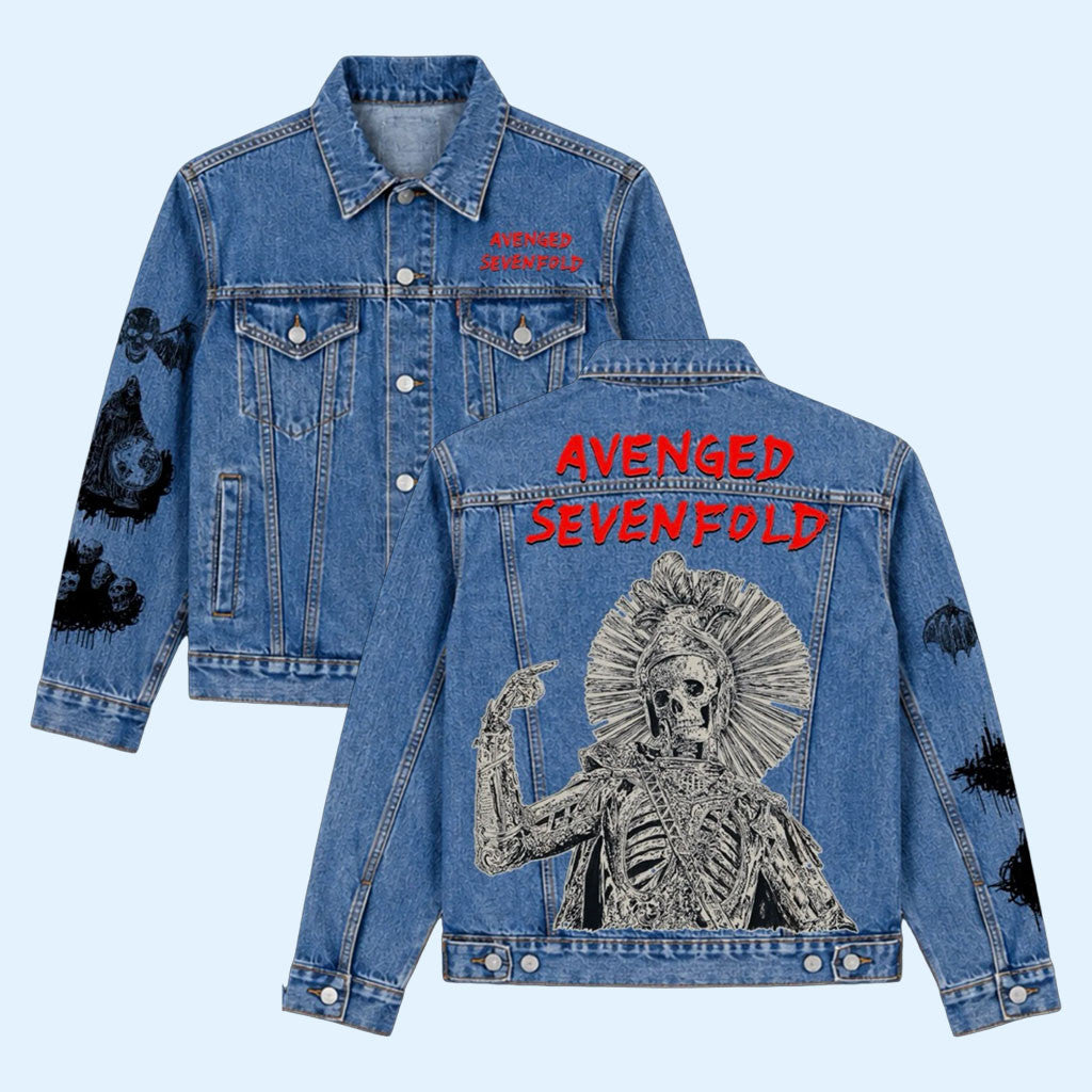 A7X World Merch 2026 Avenged Sevenfold Tour Denim Jacket Best Gift For Band Fans