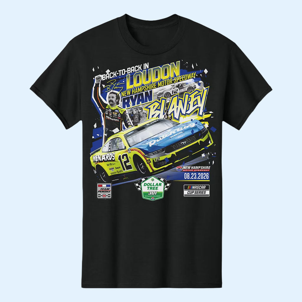 Ryan Blaney Merch 2026 Dollar Tree 301 Race Winner T-Shirt Ryan Blaney Back To Back In London