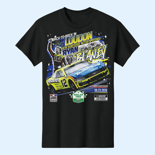 Ryan Blaney Merch 2026 Dollar Tree 301 Race Winner T-Shirt Ryan Blaney Back To Back In London