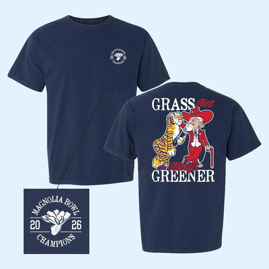 Grass Ain't Greener T-Shirt Ole Miss Rebels 2026 Magnolia Bowl Champions Shirt Football Gifts