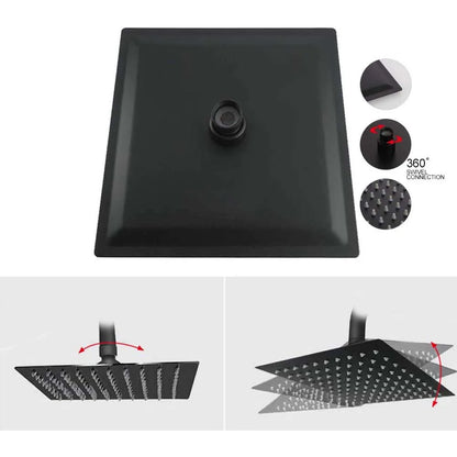 AquaLux - Rainfall Shower Head Set - Stainless Steel - Bathroom Upgrade