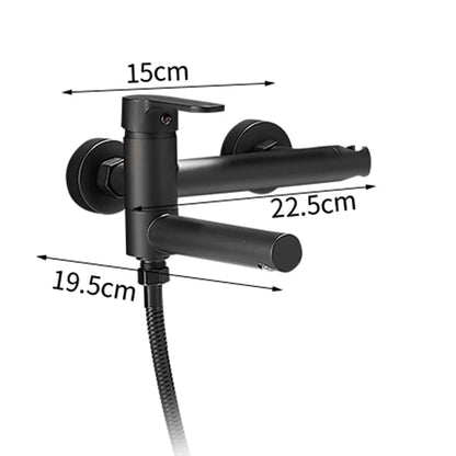 Wall Mount Tub Faucet - Rotating Spout Mixer with Handshower