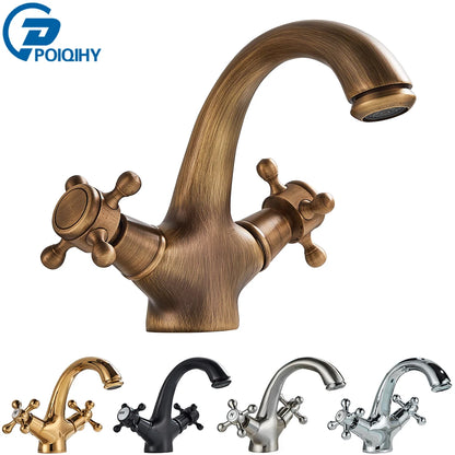 Antique Dual Handle Bathroom Faucet - Deck Mounted Mixer