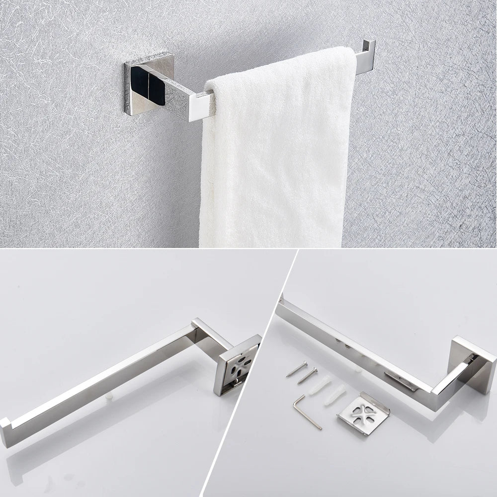 Bathroom Hardware Set - Chrome Stainless Steel - Modern Bath