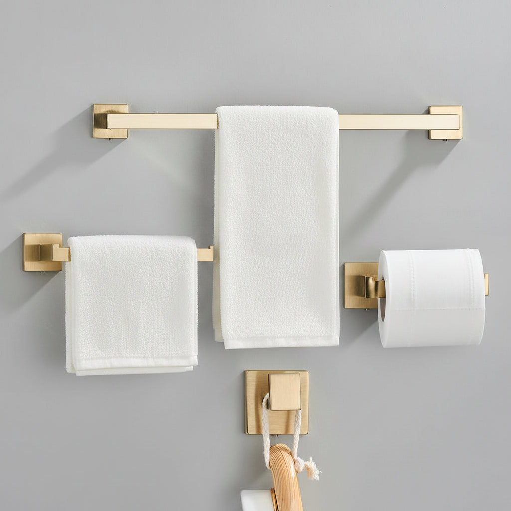Brushed Gold Bathroom Hardware Set - SUS304 Stainless Steel Wall Mount
