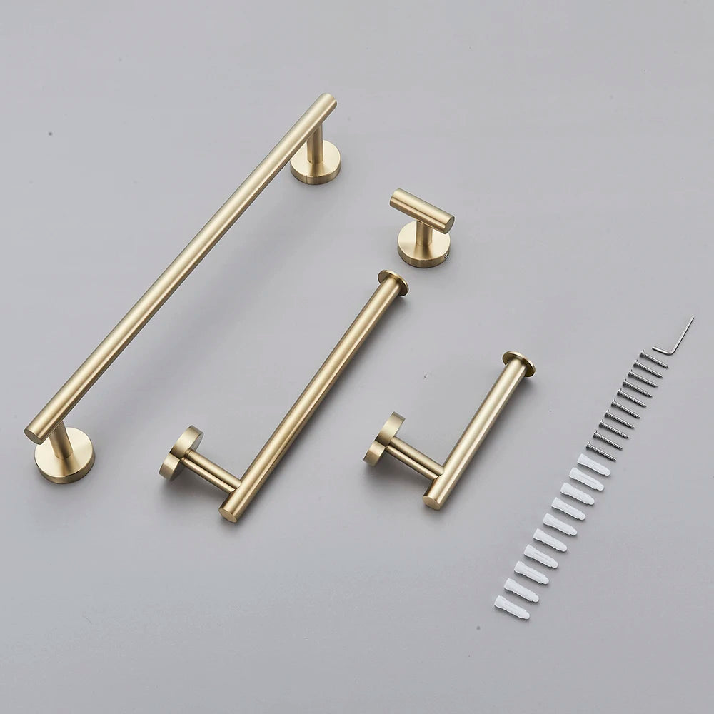 Aurelius Bathroom Hardware Set - Brushed Gold - Modern Bath Decor