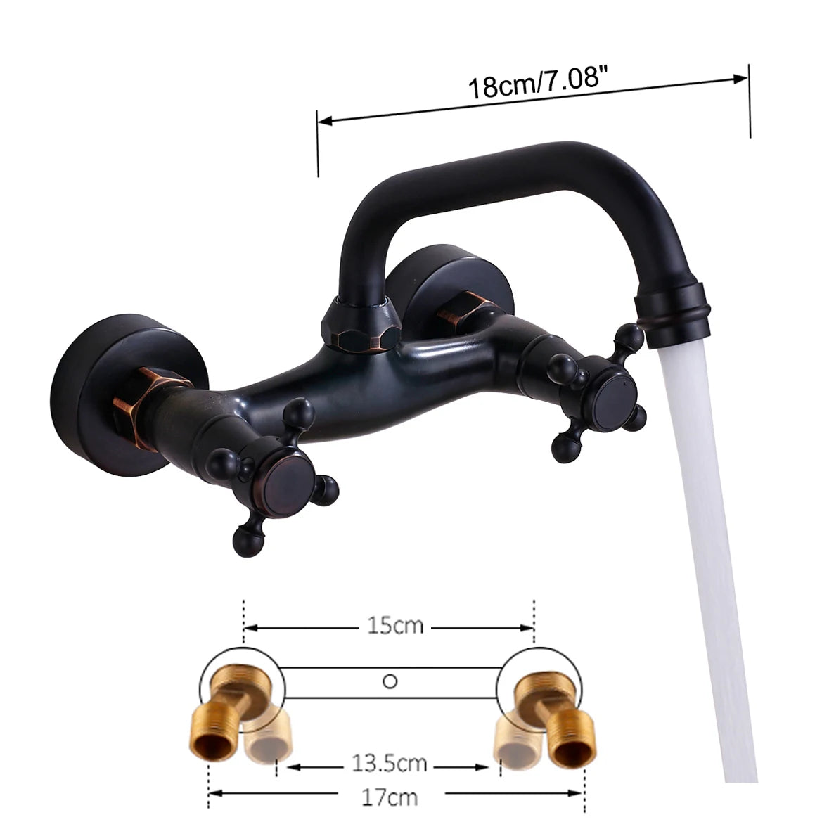 Aurelius Wall-Mounted Mixer Tap - 360° Swivel Brass Faucet - Bathroom