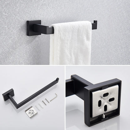 Matte Black Bathroom Hardware Set - Wall Mounted Modern Style