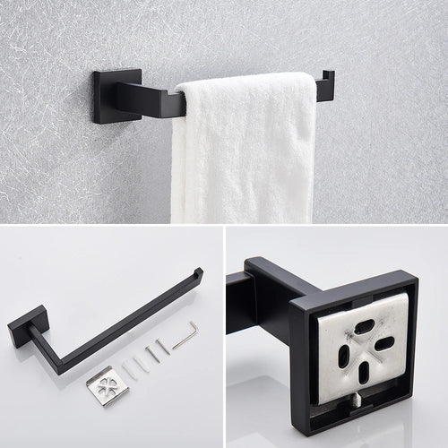 Matte Black Bathroom Hardware Set - Wall Mounted Modern Style