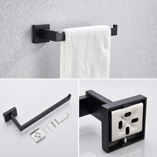 Matte Black Bathroom Hardware Set - Wall Mounted Modern Style