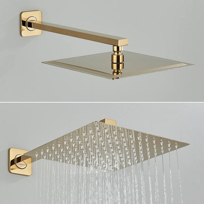 Aureum Rainfall Shower System - Gold Brass 2-Way Concealed Mixer