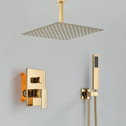 Aureum Rainfall Shower System - Gold Brass 2-Way Concealed Mixer