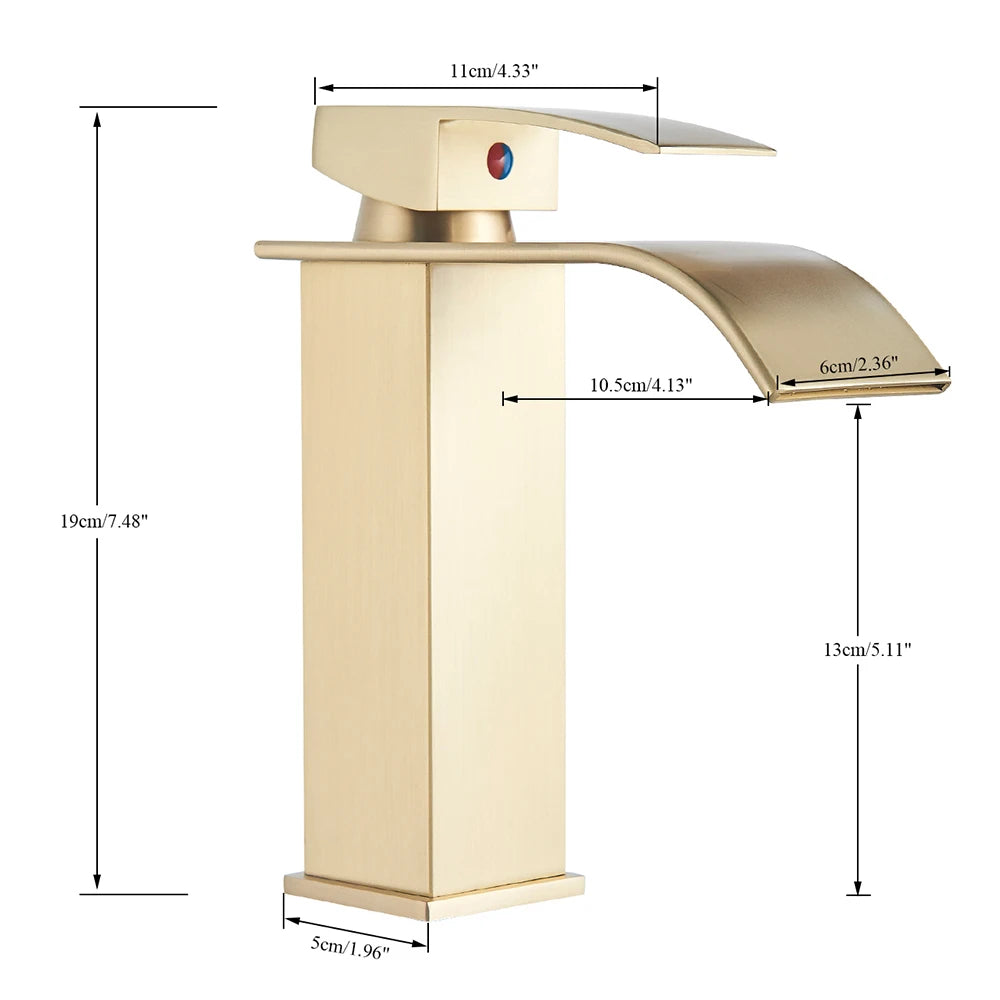 Waterfall Basin Faucet - Modern Single Handle Bathroom