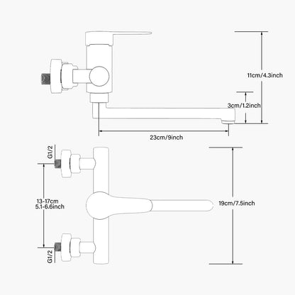 AquaStream Wall Mounted Kitchen Faucet - 360° Swivel Spout - Modern Mixer