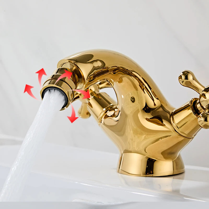Dual Handle Bidet Faucet - Brass Mixer - Bathroom Sink