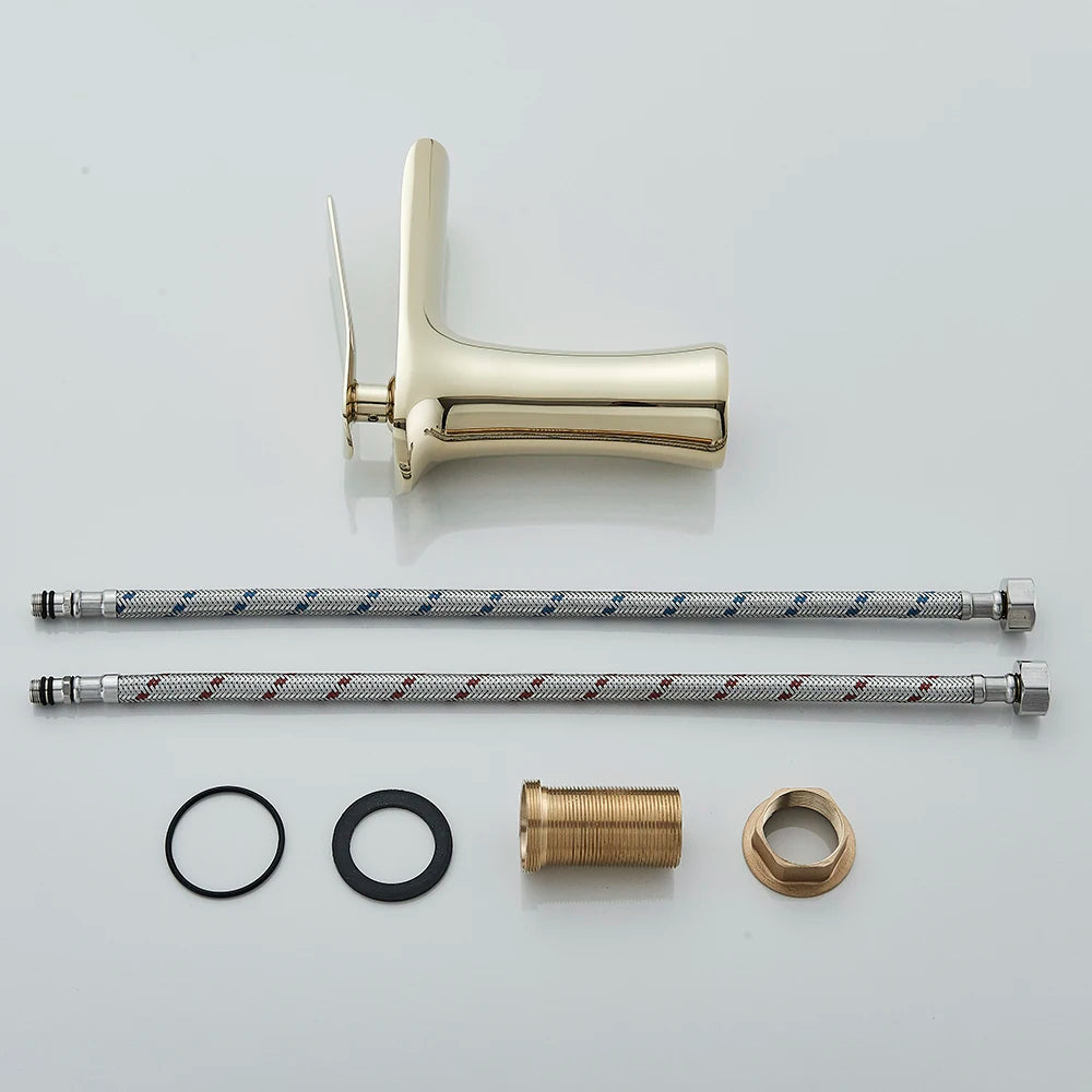 AquaFlow Waterfall Basin Mixer - Brass Deck Mount - Bathroom Faucet