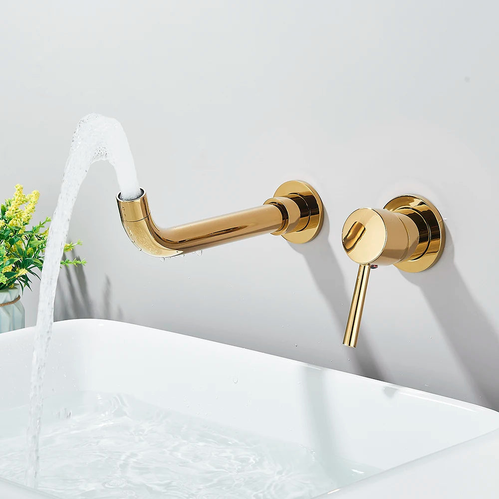 Aura Wall Mounted Basin Faucet - Solid Brass Mixer - Bathroom Sink