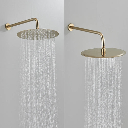 Rainfall Shower Set - Brushed Gold Brass - Wall Mounted