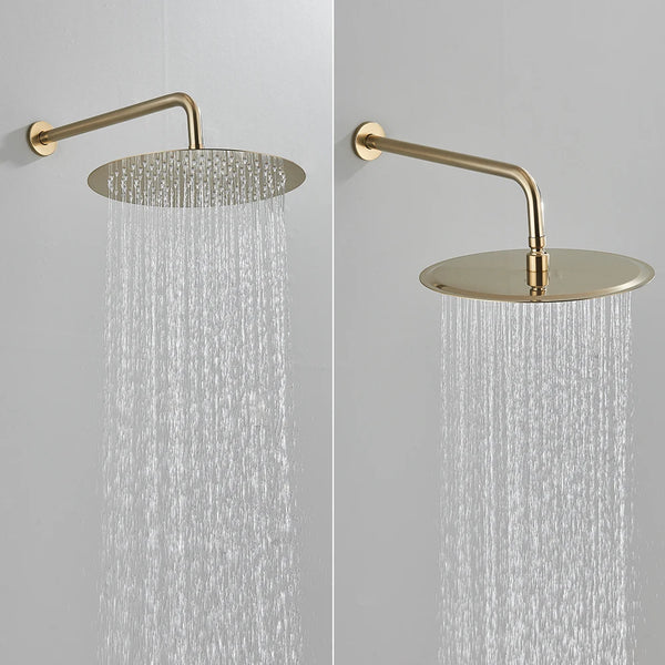 Rainfall Shower Set - Brushed Gold Brass - Wall Mounted