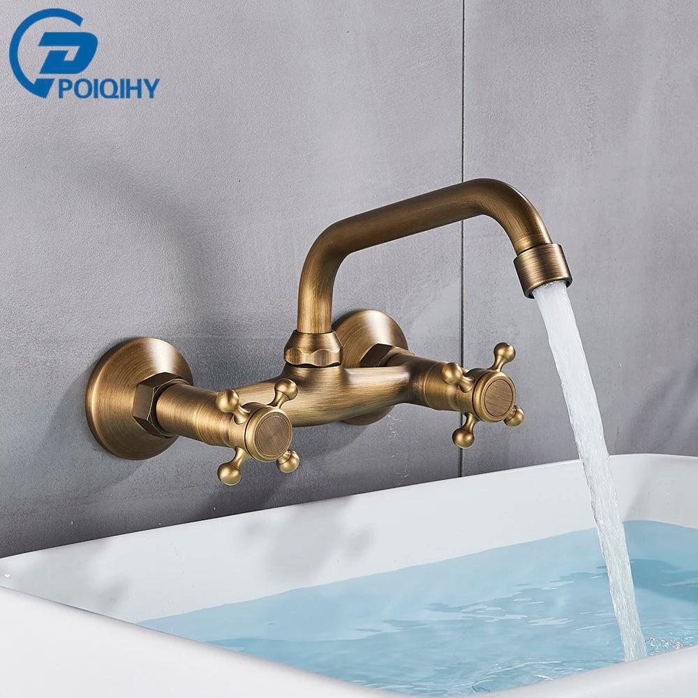 Aurelius Wall-Mounted Mixer Tap - 360° Swivel Brass Faucet - Bathroom